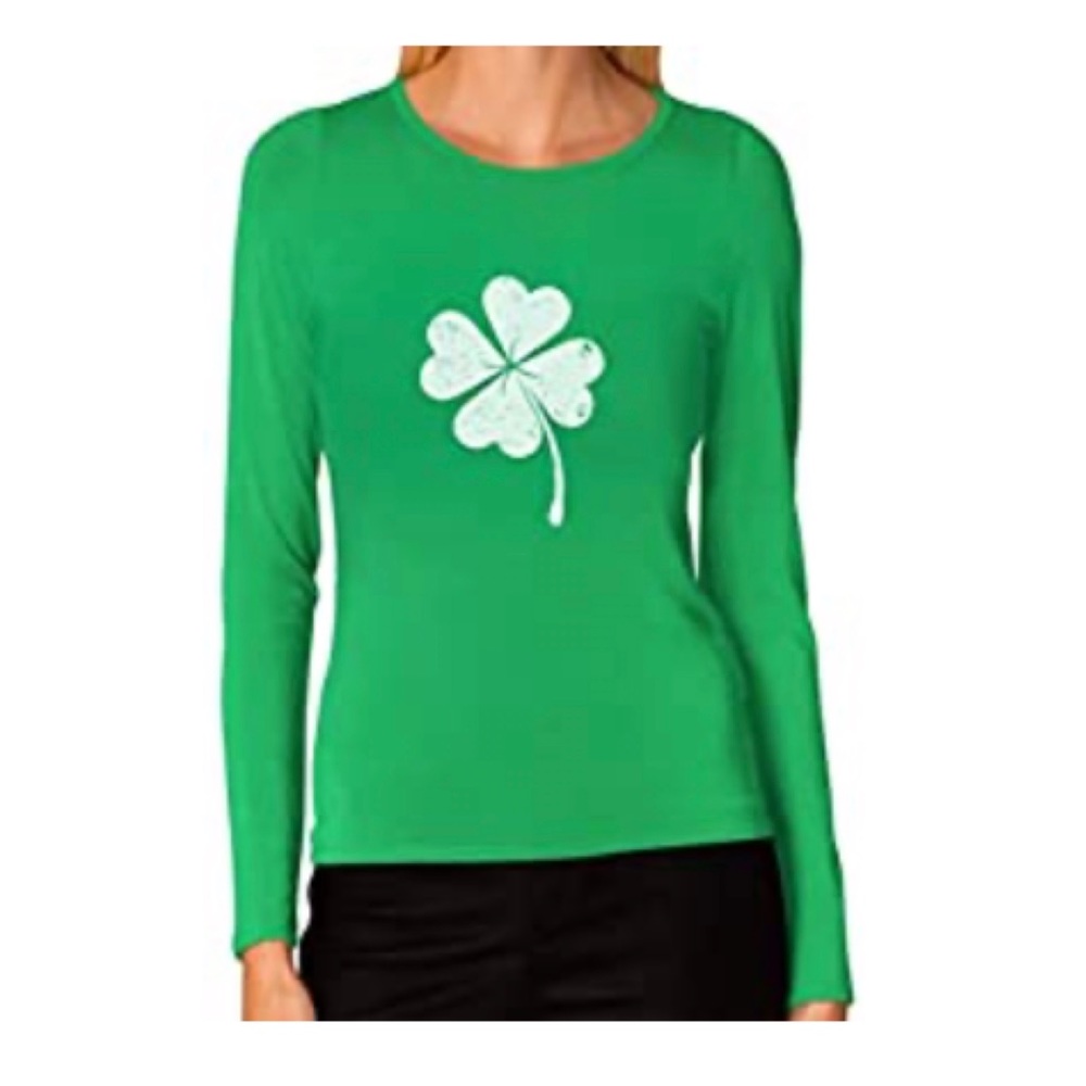 Long Sleeve Shamrock Cotton Tee -Medium